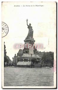 Old Postcard Paris Statue of the Republic