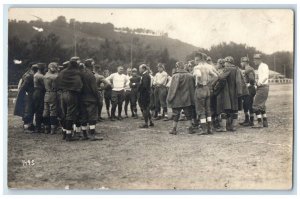 1920 Football Rugby Players Referee Military Koblenz Germany RPPC Photo Postcard