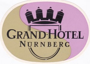 Germany Nuernberg Grand Hotel Purple Vintage Luggage Label sk2073