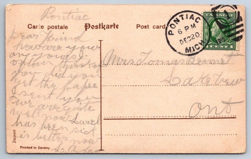 Joyful Christmas, Manger Scene, Joseph, Mary & Baby Jesus, 1915 Gelatin Postcard