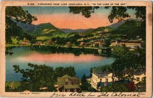 Panoramic View Lake Junaluska NC Linen Vintage Postcard K40