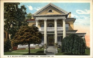 Hagerstown Maryland MD WD Wilson Residence on Potomac c1920 Postcard