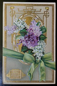 Vintage Victorian Postcard 1911 Lilac - Emblem of First Emotion of Love