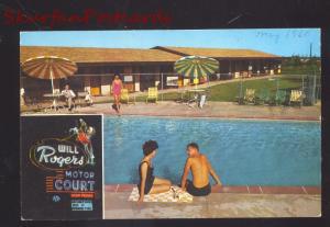 TULSA OKLAHOMA ROUTE 66 WILL ROGERS MOTEL SWIMMING POOL OLD POSTCARD