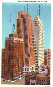 Vintage Postcard Skyscrapers National Bank Towers Oklahoma City Oklahoma MCNC