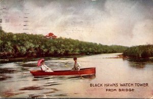 Illinois Rock Island Black Hawks Wath Tower From Bridge 1910
