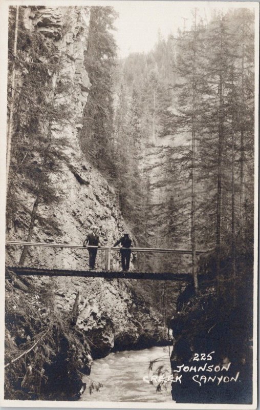 Byron Harmon #225 Johnson Creek Canyon Banff Alberta AB Unused RPPC Postcard E79