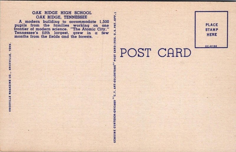 Postcard Oak Ridge High School Oak Ridge Tennessee TN