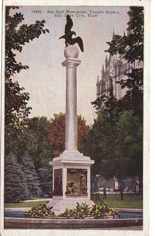 Postcard Sea Gull Monument Temple Square Salt Lake City Utah