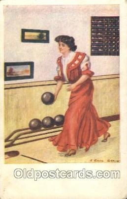 Artist Earl Christy Bowling Woman in Sports Unused internal creases, Unused