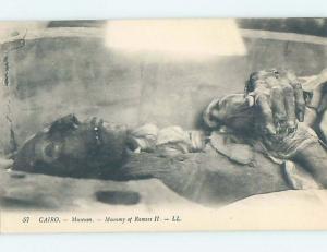 Unused Old Postcard RANSES II MUMMY AT MUSEUM Cairo Egypt F5297