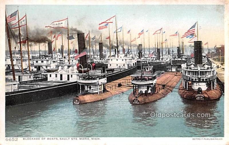 Blockade of Boats, Sault Ste Marie, MI, USA Military Battleship Unused 