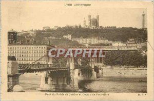 Old Postcard Lyon Artistic Bridge courthouse and Coteau de Fourviere