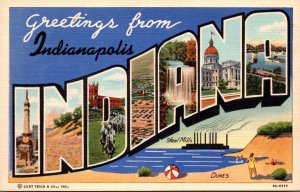 Indiana Greetings From Indianapolis Large Letter Linen Curteich