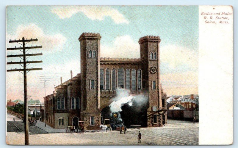 SALEM, MA Massachusetts ~ Boston & Maine RAILROAD STATION c1900s Depot Postcard 