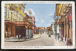 Mint Panama color Picture Postcard Central Avenue Spanish Club at Left