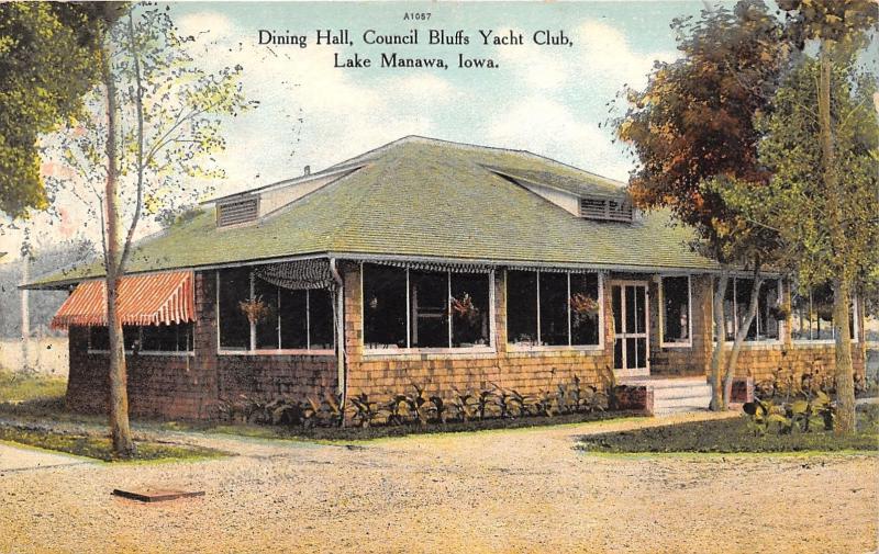 Lake Manawa Iowa~Council Bluffs Yacht Club Dining Hall~Note on Back~c1910 Pc