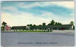 SANTEE, South Carolina SC  Roadside  PALMS MOTEL  ca 1940s Linen Postcard