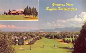 KALISPELL, MT Montana  BUFFALO HILL GOLF CLUB~Clubhouse~Golfers on No 7 Green