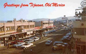 Avenida Revolucion Cars Tijuana Mexico 1960s postcard