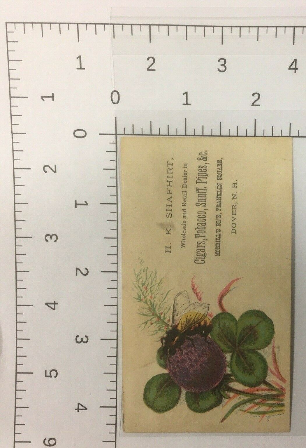 H K Shafhirt & Co Cigars Tobacco Snuff Pipes Victorian Calling Card