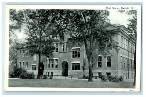 c1920s View of the High School Dwight Illinois IL Unposted Vintage Postcard