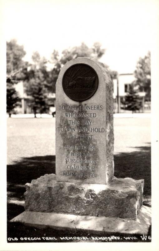 Wyoming Kemmerer Old Oregon Trail Monument Real Photo