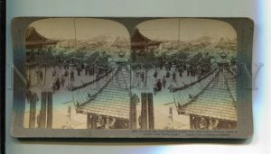 3110258 JAPAN STEREO PHOTO Lake Biwa from Miidera temple OLD