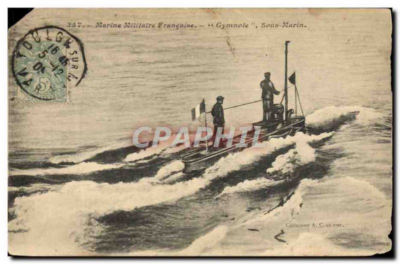 Postcard Old Boat Submarine Gymnote