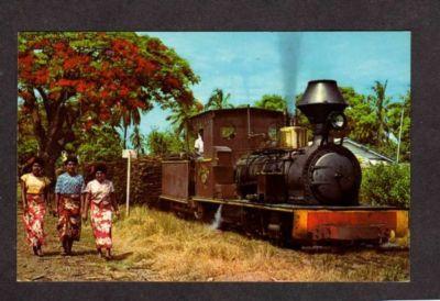 Steam Railroad Sugar Train FIJI Postcard RR PC