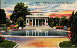 Postcard Soldiers Sailors Memorial Mobile Alabama