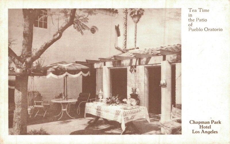 USA Chapman Park Hotel Los Angeles Patio Pueblo Oratorio Vintage Postcard 05.44 