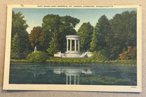 1948 USED .01 LINEN POSTCARD - MARY BAKER EDDY MEM., MT. AUBURN, CAMBRIDGE MASS