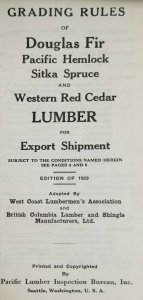 Export Grading Rules N for Lumber 1929 Edition Pacific Northwest