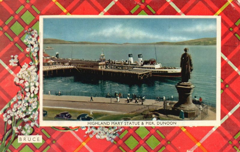 Vintage Postcard 1994 View of Highland Mary Statue & Pier Dunoon Scotland UK