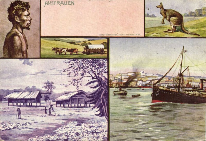 australia, Aboriginal, Native Houses, Harbour, Kangaroo (1900s) Postcard