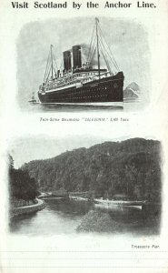 Vintage Postcard 1900's Twin-Screw Steamship Caledonia Trossachs Pier Transpo.