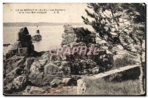 Island Brehat Old Postcard Rocks and tower Min Joliguet