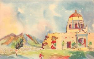 MEXICO c1939 Postcard Church Of The Obispado Monterrey Mexico Artist Signed