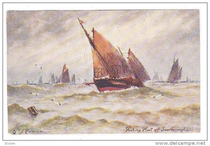 AS: J. Eaman, Fishing Fleet Off Scarborough, Sailing Vessels, 1900-1910s