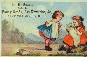 G. H Buzzell Fancy Goods Art Novelties Girls Treating Cat Like A Baby P86