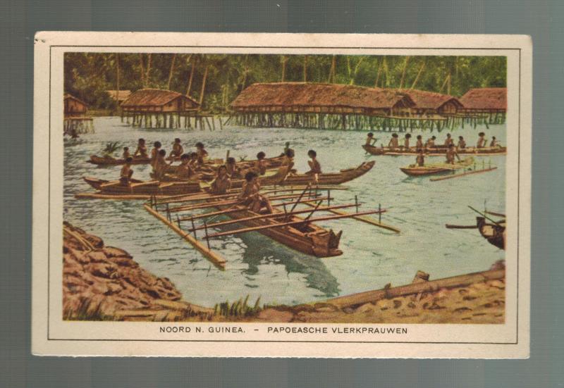 Mint New Guinea Picture Postcard Papua Natives in Canoes