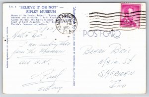 St Augustine Florida~Believe It Or Not Ripley Museum~Vintage Postcard
