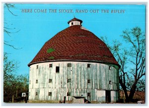 c1960 Round Barn Nineteenth Century Wooden Fence Rush County Indiana IN Postcard