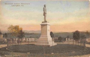 Stonewall Jackson Civil War Monument Lexington Virginia hand colored postcard