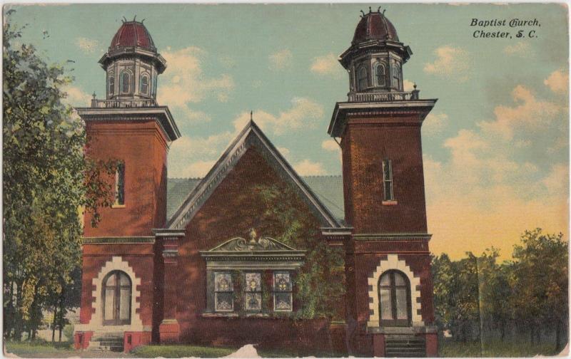 South Carolina SC Postcard 1914 CHESTER Baptist Church Building