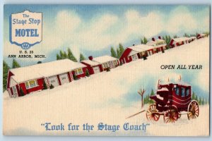 Ann Arbor Pennsylvania Postcard Stage Stop Motel Exterior c1940 Vintage Antique