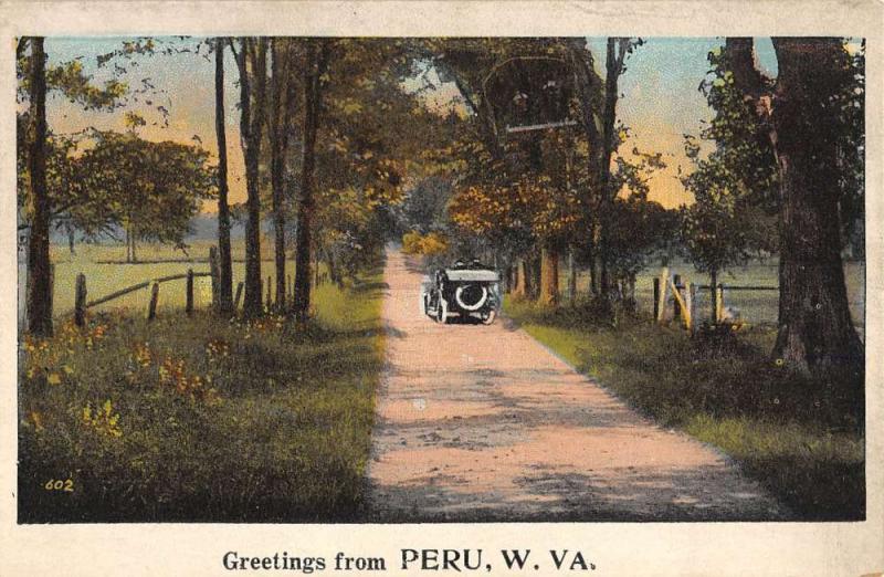 Peru West Virginia Scenic Roadway Greeting Antique Postcard K92890