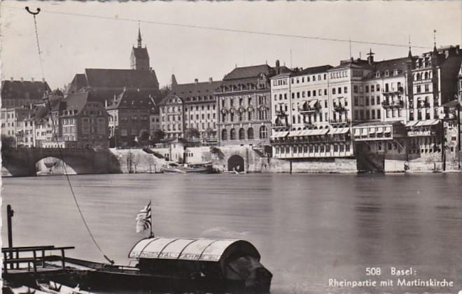 Switzerland Basel Rheinpartie mit Martinskirche 1928 Photo