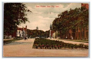 Iowa Avenue Iowa City Iowa Postcard c1909 Postmark Horse & Buggy